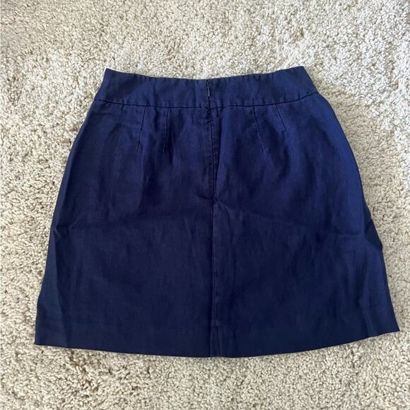 Loft Navy Blue Linen Pocket Front Skirt Size 4 - Picture 2 of 7